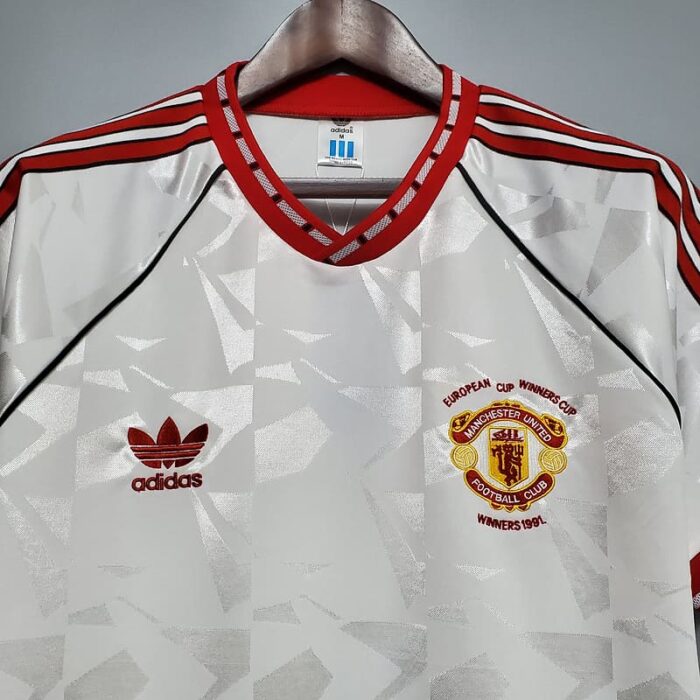 Manchester United 90-91 Away White Football Kit